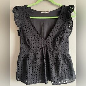 Black Eyelet Blouse